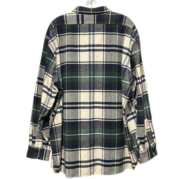 L.L. Bean Chamois Cloth Shirt XXL Blue Green Plaid Cotton Button Down GO28 Gorp - Picture 8 of 8